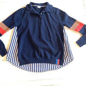 Kule Navy Cashmere and Cotton Sweater